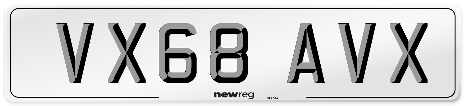 VX68 AVX Number Plate from New Reg